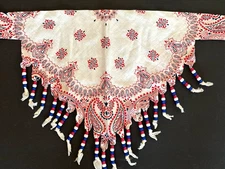 Vintage Wamcraft Patriotic Beaded Bandana Collar Red White Blue Handmade USA