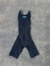 Arena Womens SIze 28 US Powerskin Impulso Open Back Racing Suit Black/Teal
