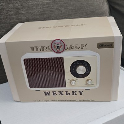 Throwback Wexley Retro Bluetooth Speaker FM Radio Rechargeable NIB Vegan Leather