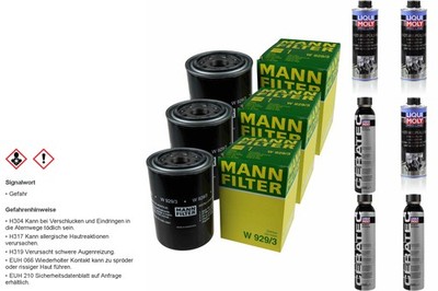 3xMANN-FILTER ÖLFILTER-W 929/3 +3xLiqui Moly Pro-Line Motorspülung/3x Cera Tec