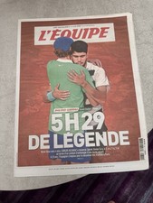 JOURNAL L'EQUIPE 9 Juin 2025 - 5H29 DE LEGENDE  - TENNIS ROLAND GARROS  ALCARAZ