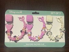 Disney Baby Silicone Pacifier Clip/Teether Set of 3: Minnie Mouse, Daisy, Figaro