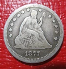 1877 CC Seated Liberty Quarter - Rare Carson City Mint - Full Liberty