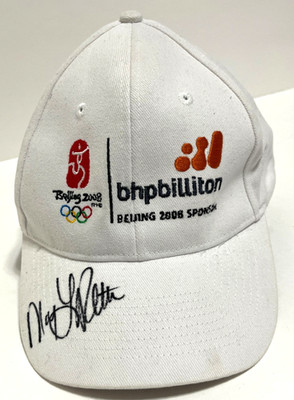 MARY LOU RETTON Bejing 2008 Olympic BHP Billiton White Signed Cap Hat Head Shots