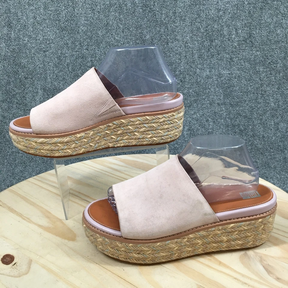 Sandalias FitFlop para mujer 10 Eloise sin cordones plataforma cuña alpargata deslizables rosa Foto 2 de 4