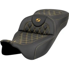 Saddlemen 808-07B-18407 RoadSofa Seat Extended Reach Gold Lattice Stitch - 08-23