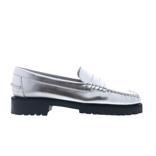 Sebago Dan Met Lug Womens Silver Loafers & Slip Ons Penny Shoes Sebago Dan Met Lug Womens Silver Loafers & Slip Ons Penny Shoes