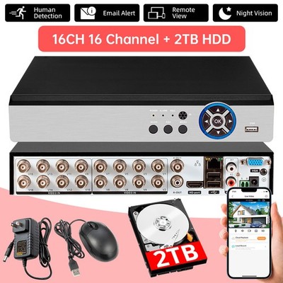 FUERS 16CH DVR Recorder with Pre-Installed 2TB HDD, Home Business Security Kit
