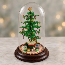 Artist miniature Westrim Beaded Christmas Tree Cloche Dome gifts 1:12 dollhouse