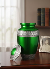 URN Funeral Cremation Aluminum Memorial Urns w/Velvet Bag Keepsake Urns Green