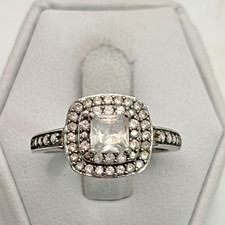 STUNNING .925 Vintage Sterling Silver Estate Ring Size 7.75 with Colorless stone