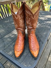 Tony Lama Mens Ostrich Boots Full Quill Cowbo...
