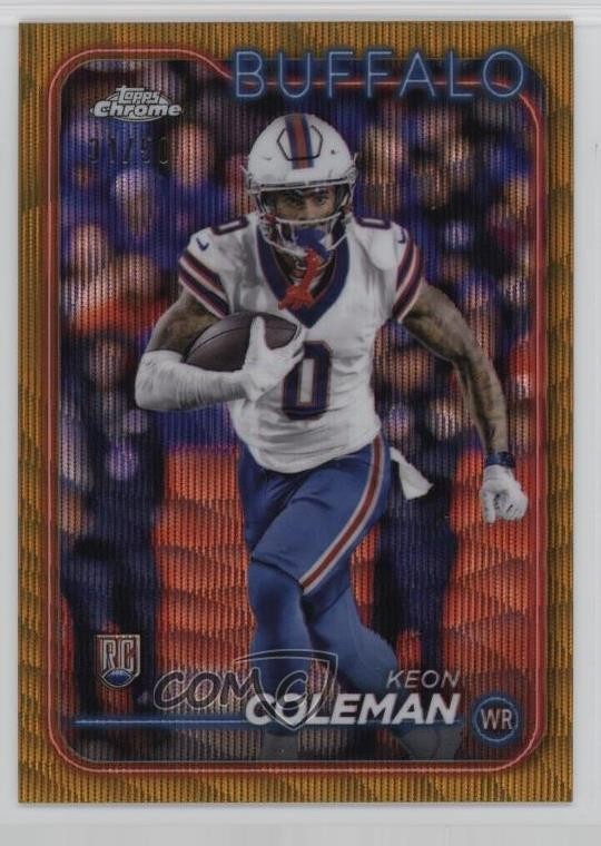 2024 Topps Chrome Rookies Gold Wave Refractor 31/50 Keon Coleman #209 Rookie RC