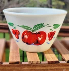 Vintage Fire King Milk Glass Apples & Cherries Splash Proof Mixing Bowl 7.5"