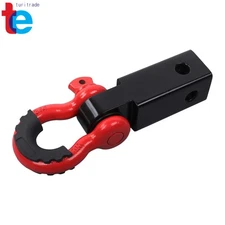 Shackle Hitch Receiver 2" Receivers Towing 3/4" D Ring For Jeep Truck Red&Black