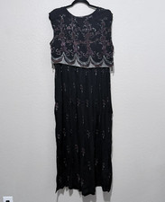 VTG Laura Ashley Black Maxi Dress sz M 80s Fairy Whimsigoth Witchy