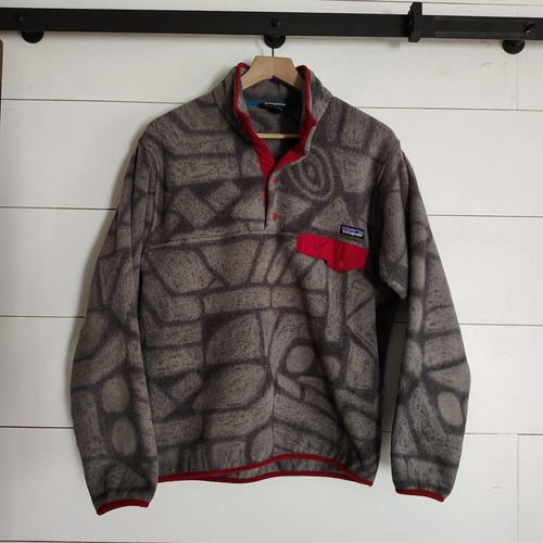 Patagonia Men Synchilla Snap T Fleece Pullover Stone Tribal Aztec Shale Grey M - Picture 1 of 7