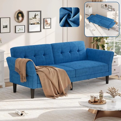 89" Futon Sofa Bed Modern Convertible Sleeper Couch w/ Adjustable ...