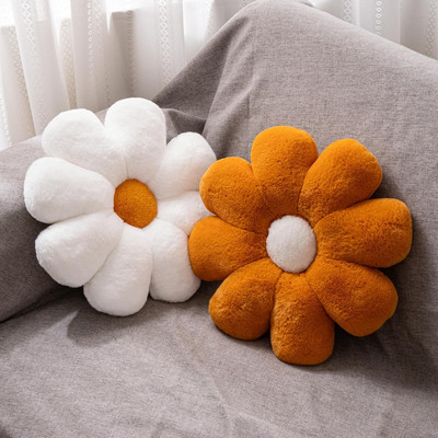 2 Pcs Brown White Throw Pillows Set, Cute Daisy Flower Decorative Throw Pillows 