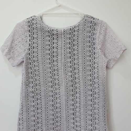 Caroline Morgan Womens Top Black Crepe White Lace Short Sleeve High Low Size 10 - Picture 12 of 24
