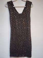 NWT Guess Dress Size XS Brown Sequin Bodycon Cocktail Mini Stretch