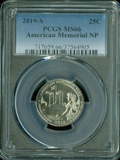 2019 S AMERICAN MEMORIAL PCGS MS66  . 