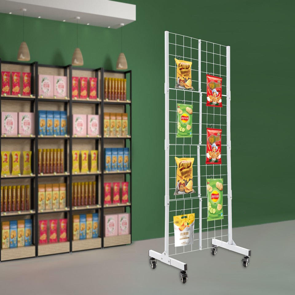 SALE! Grid Wall Panel Pegboard Retail Display Rack & Wheels Portable