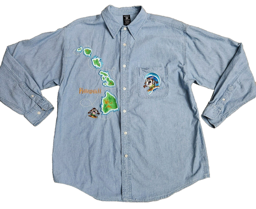 Warner Bros. Looney Tunes Hemd Herren Large Blau Baumwolle Hawaii Taz