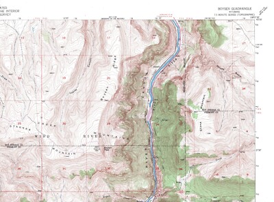 Boysen Quadrangle Wyoming 1951 USGS Topo Map 7.5 Minute Topographic