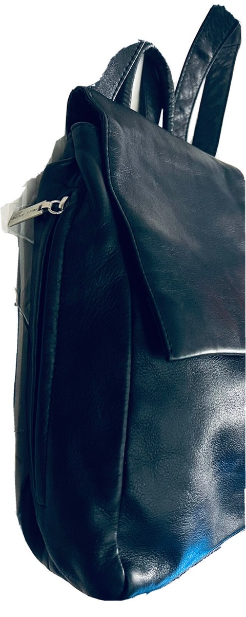 VINTAGE PELLE STUDIO BACKPACK BLACK LEATHER SILVER ZIPPED | eBay display picture 3