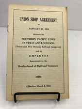 1954 Southern Pacific Lines Texas & Louisiana Union Shop Agreement Railroad RR