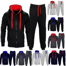Mens Athletic Fleece Jogging Set Casual Running Jogger Gym Tracksuit Sweatsuit
