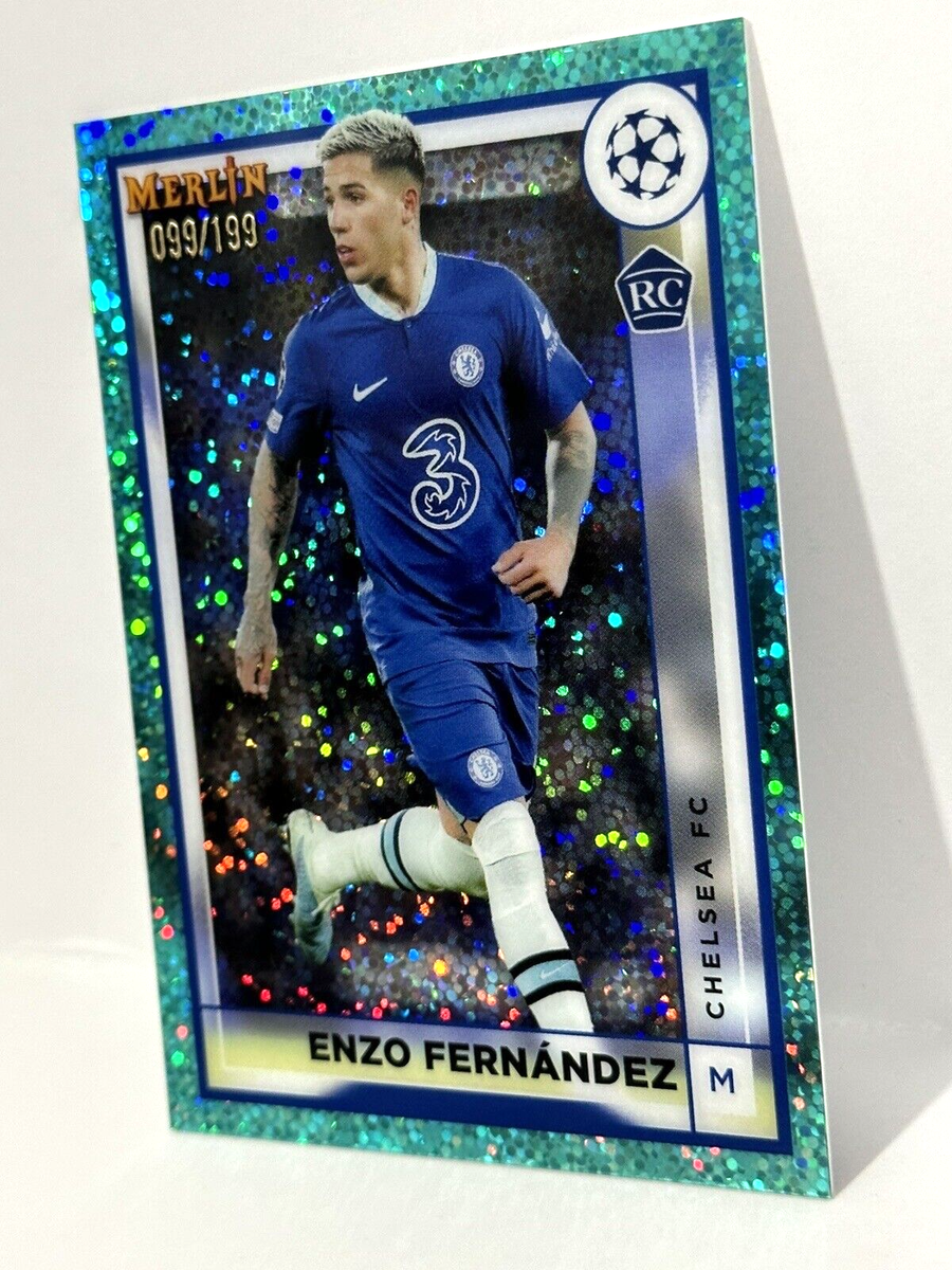 2022-23 Topps Merlin Chrome UCL Chelsea RC Enzo Fernandez Aqua