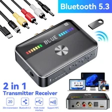Bluetooth 5.3 Transmitter Receiver 3.5mm AUX RCA TV Home Stereo Audio Adapter
