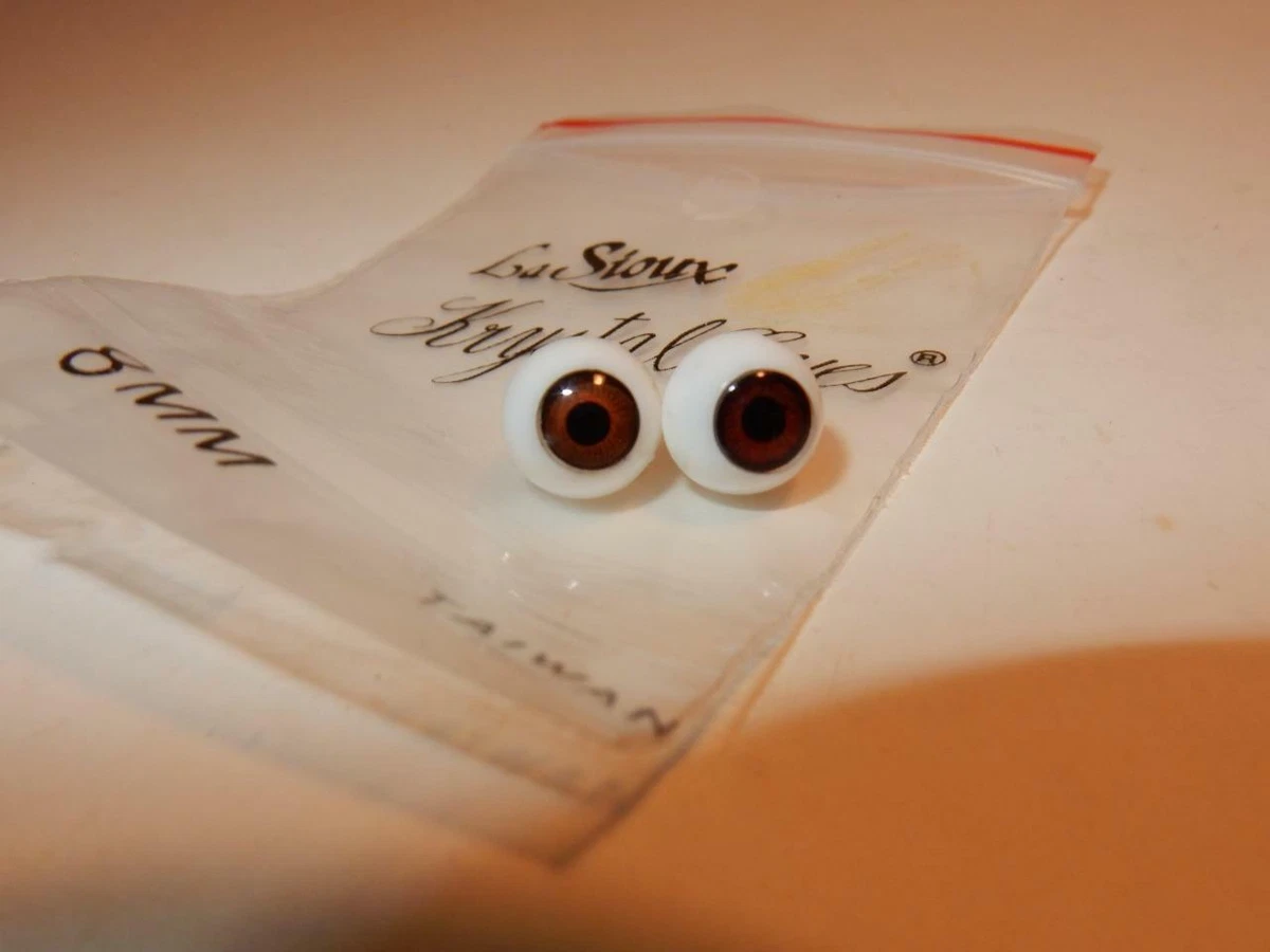 Yeux poupée ancienne Marron clair 9 mm lightBrown mouth blown