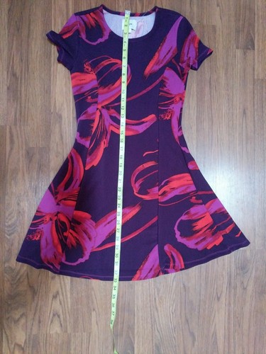 NUEVO CON ETIQUETAS Anthropologie Maeve Mujeres Mod Mini Vestido Púrpura Floral Viaje Talla Pequeña BoHo - Imagen 9 de 10