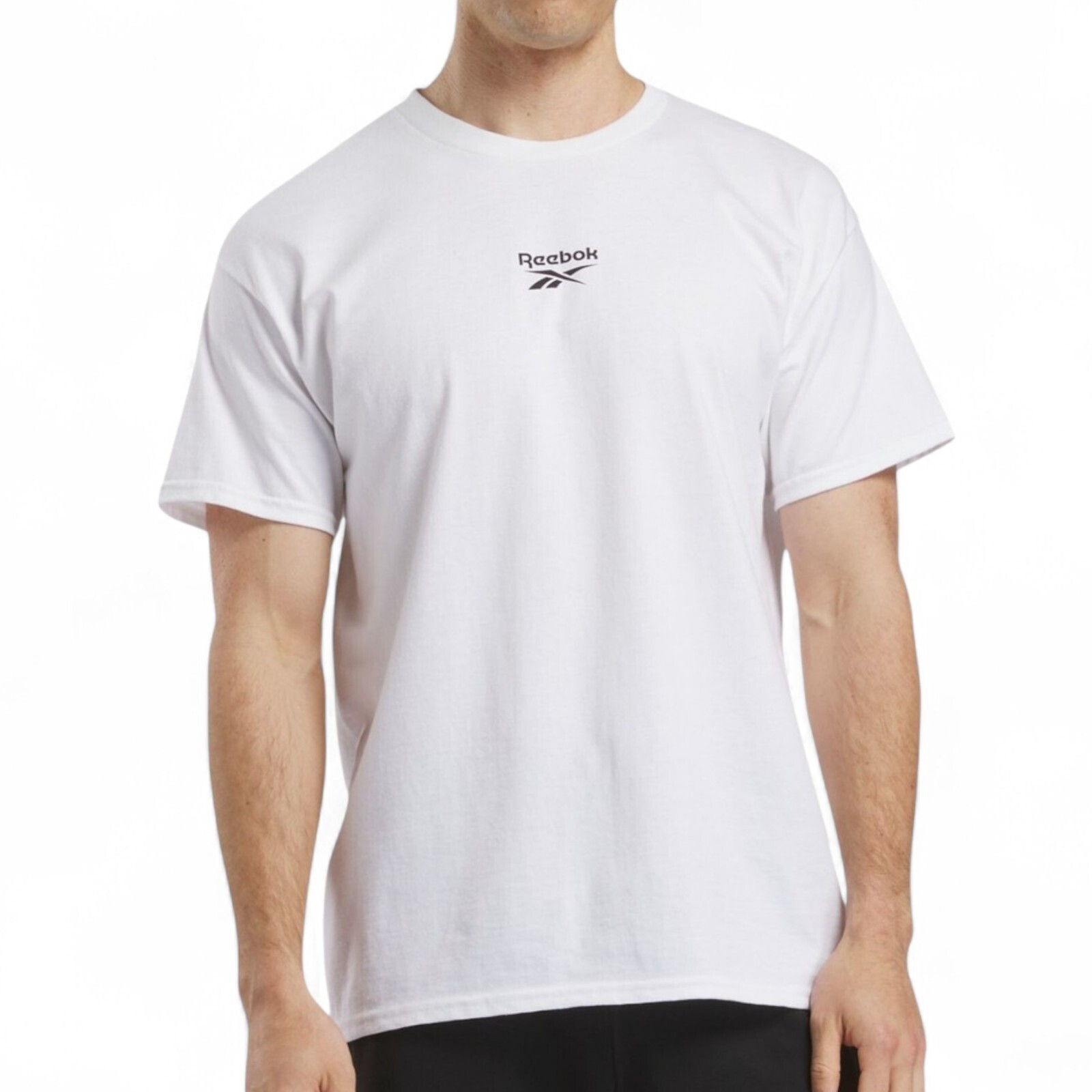 Мужская футболка Reebok Regular fit с коротким рукавом и рисунком Белая большого размера БЕЗ меток 3890₽