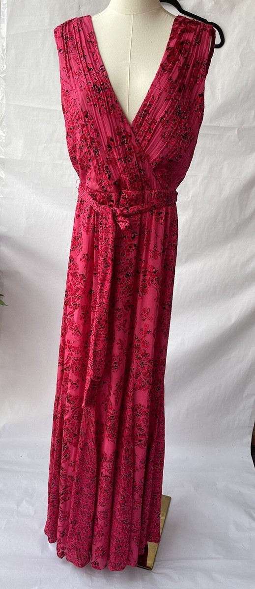 Alice + Olivia By Stacey Bendet Gown Dress Bright Pink Multi Burnout Floral  12 | eBay