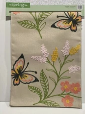 70" X 13" EMBROIDERED BUTTERFLIES FLOWERS TABLE RUNNER