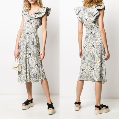 NWT Isabel Marant Etoile Coraline Midi Dress Ecru/Almond SIZE 34/US 2 MSRP $645