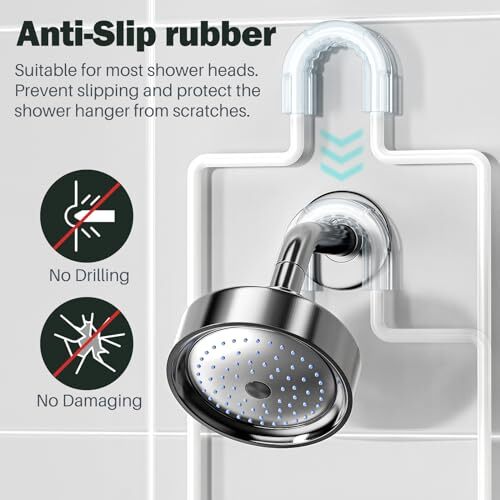 Rustproof White Overhead Hanging Shower Caddy Anti-Swing Design