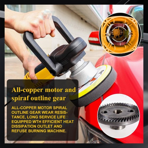 Dual Action Car Polisher Buffer 6" Random Orbital Polishing Machine Polish Pads - Picture 8 of 17