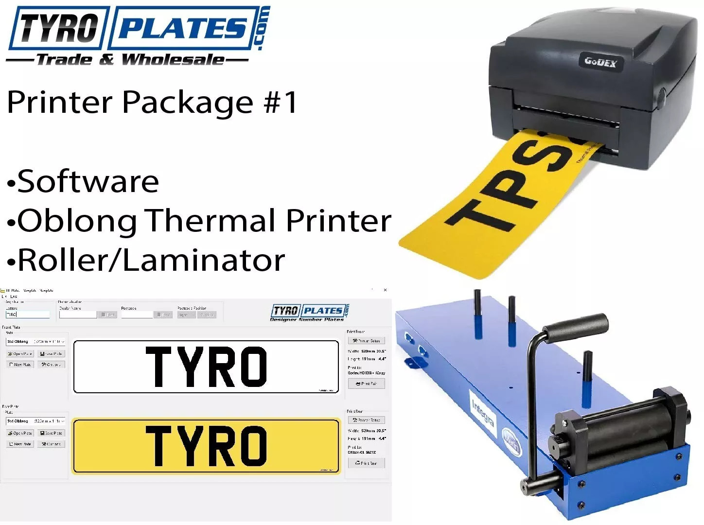 Complete Number Plates Printer Package #1 - Thermal Printer, Software, Laminator