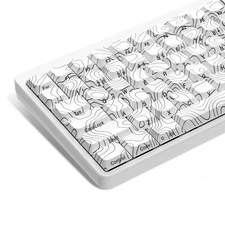 Womier Low Profile keycaps Double Shot PBT keycapsWhite Topographic Keyboard ...