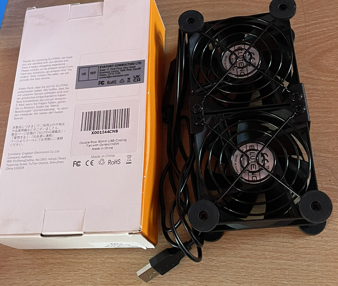Ventilateur USB ELUTENG 140 Mm Double Rangée - 3 Vitesses, Noir, Pour PC