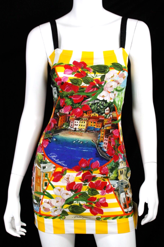 DOLCE & GABBANA X MYTHERESA $1,570 NWT 2023 Portofino Print Jersey Mini Dress 36