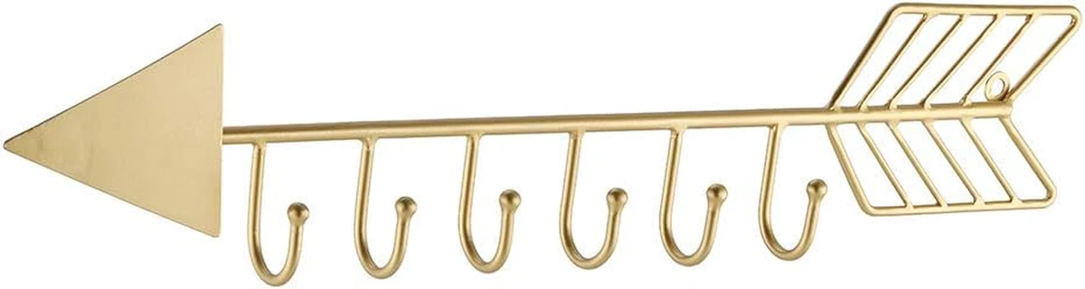 Decorative Gold Arrow Coat Hooks Wall Mounted - 23.6″ Metal Coat Hanger Rack  wit