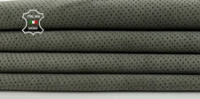 KHAKI ARMY NUBUCK STRETCH BACKED PINHOLES PERFORATED Lambskin 5sqf 0.9mm #C4251