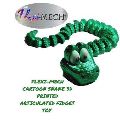 Flexi-Mech Cartoon RattleSnake 3d Print Articulated Mechanical Mouth Fidget Toy