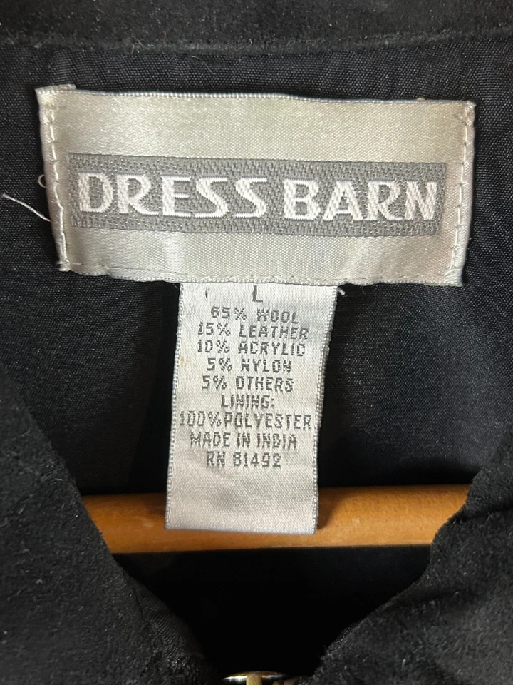 Chaleco chaqueta vintage Dressbarn lana/cuero rojo a cuadros cremallera completa para mujer L Foto 3 de 4